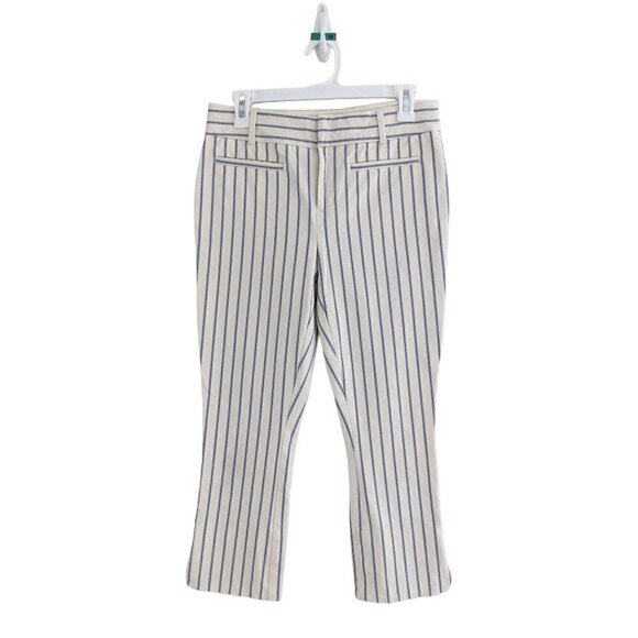 Anthropologie The Essential Slim Cropped Blue Striped Contemporary Pants - Picture 1 of 7